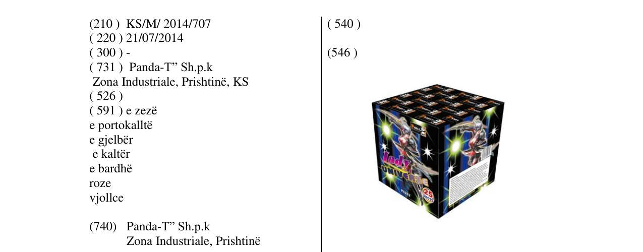 Zëri i markës Lady universe në buletin
