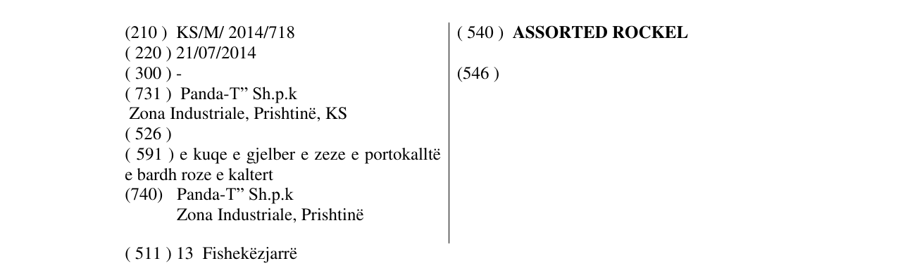 Zëri i markës ASSORTED ROCKEL në buletin