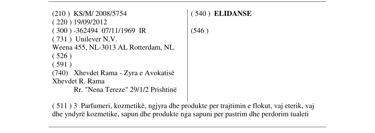 Zëri i markës ELIDANSE në buletin