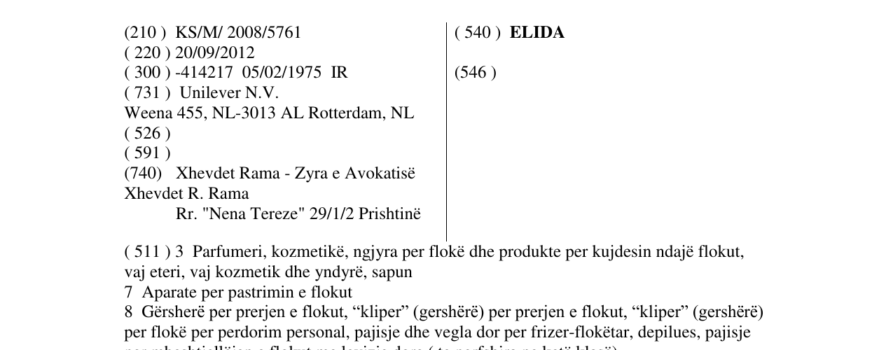 Zëri i markës ELIDA në buletin