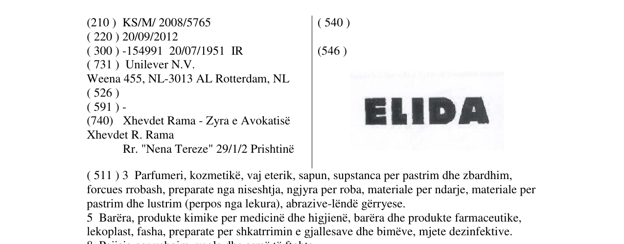 Zëri i markës ELIDA në buletin