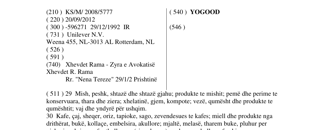 Zëri i markës YOGOOD në buletin