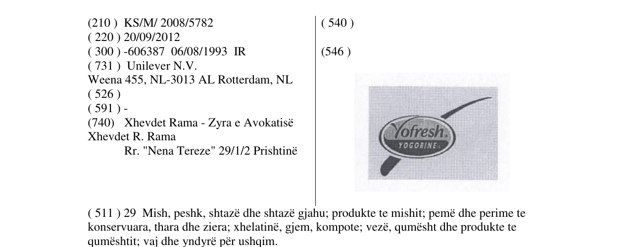 Zëri i markës YOFRESH. YOGORINE në buletin