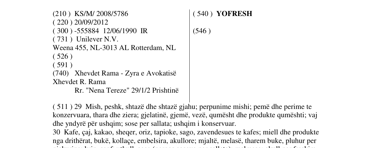 Zëri i markës YOFRESH në buletin