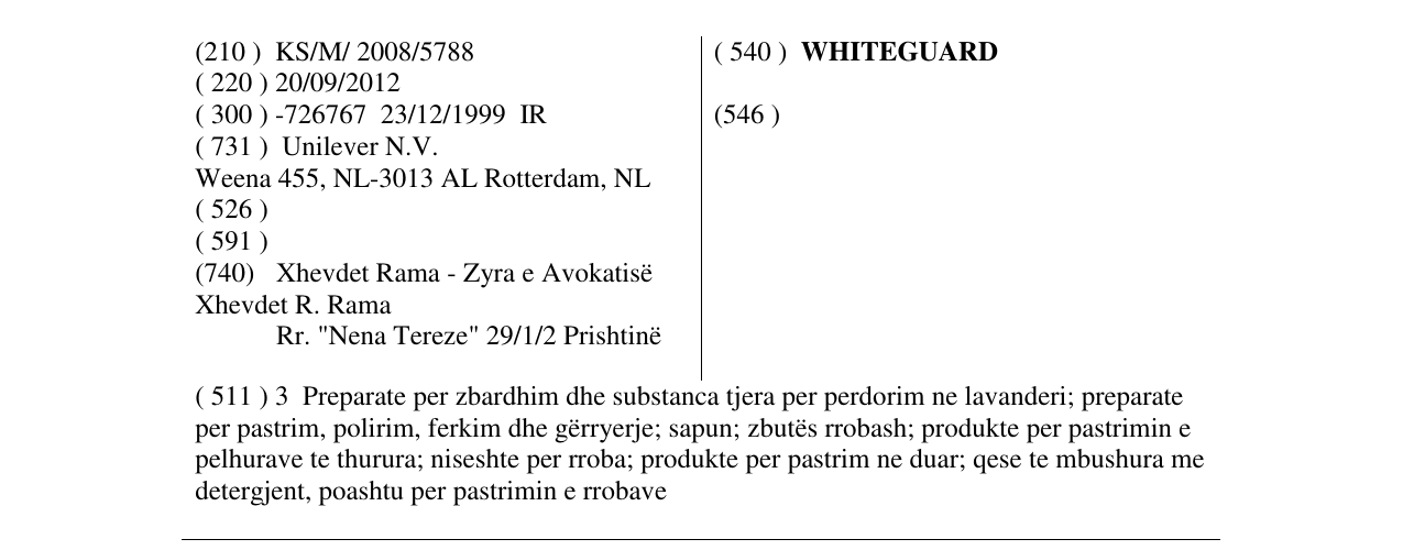 Zëri i markës WHITEGUARD në buletin