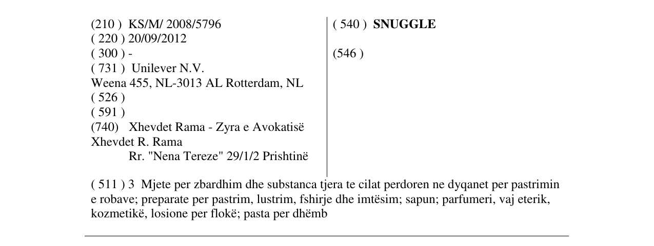 Zëri i markës SNUGGLE në buletin
