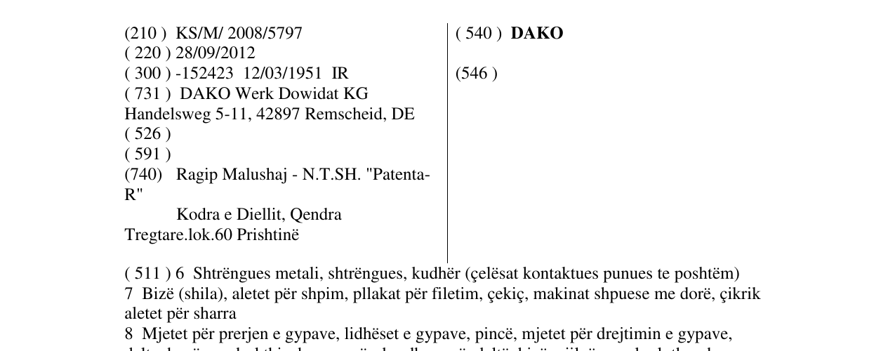 Zëri i markës DAKO në buletin