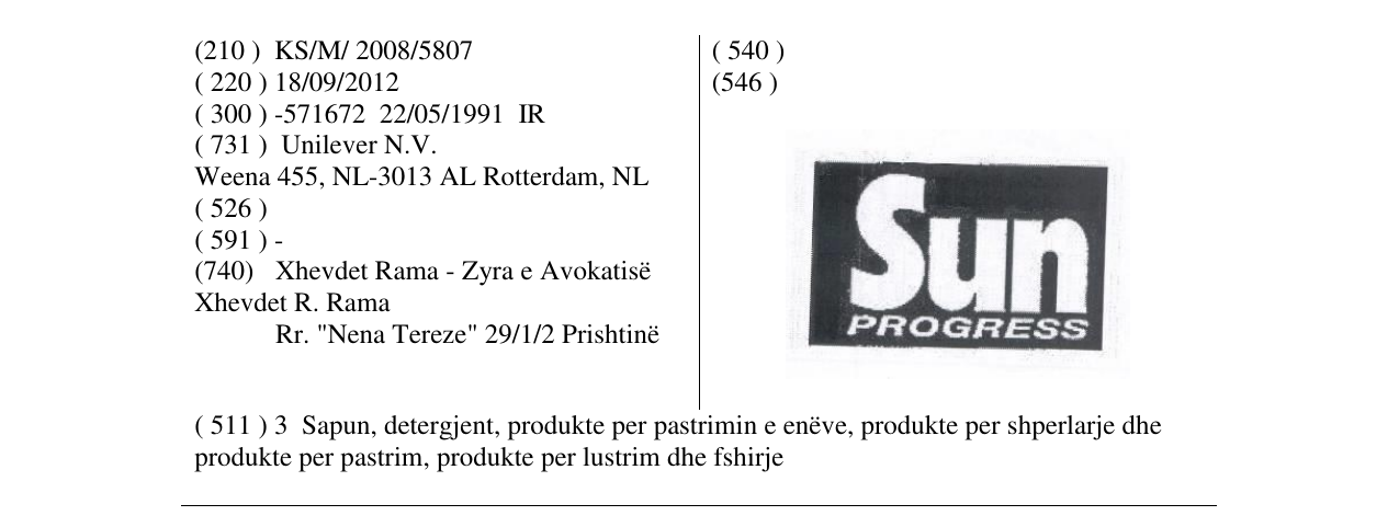 Zëri i markës Sun PROGRESS në buletin