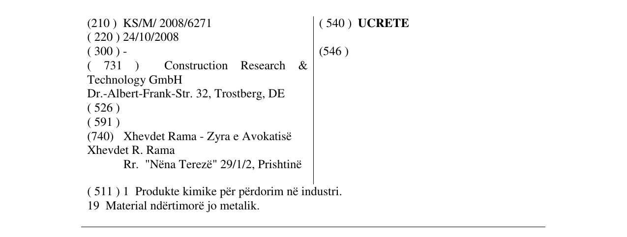 Zëri i markës UCRETE në buletin