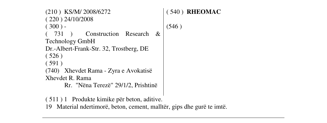 Zëri i markës RHEOMAC në buletin