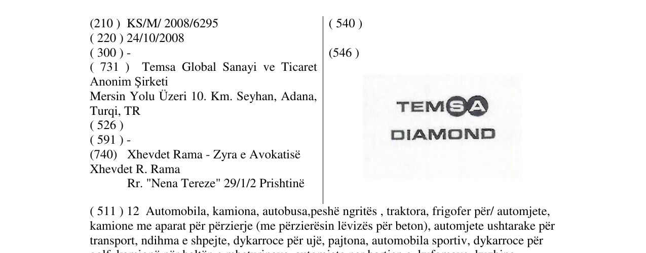 Zëri i markës TEMSA DIAMOND në buletin