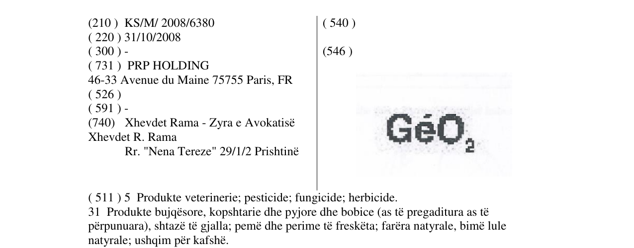 Zëri i markës GÉO2 në buletin