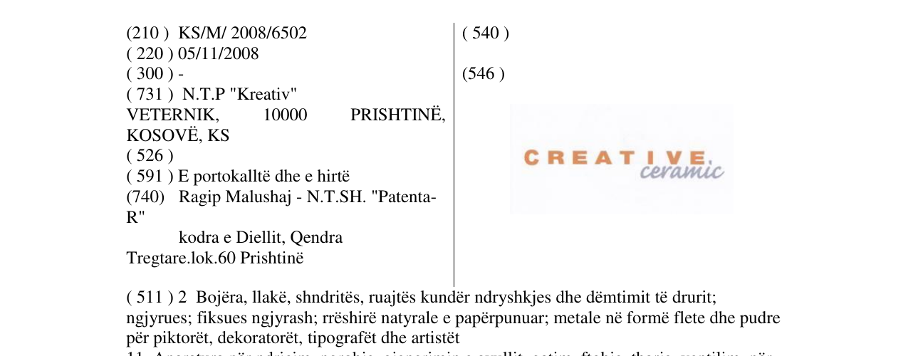 Zëri i markës CREATIVE CERAMIC në buletin