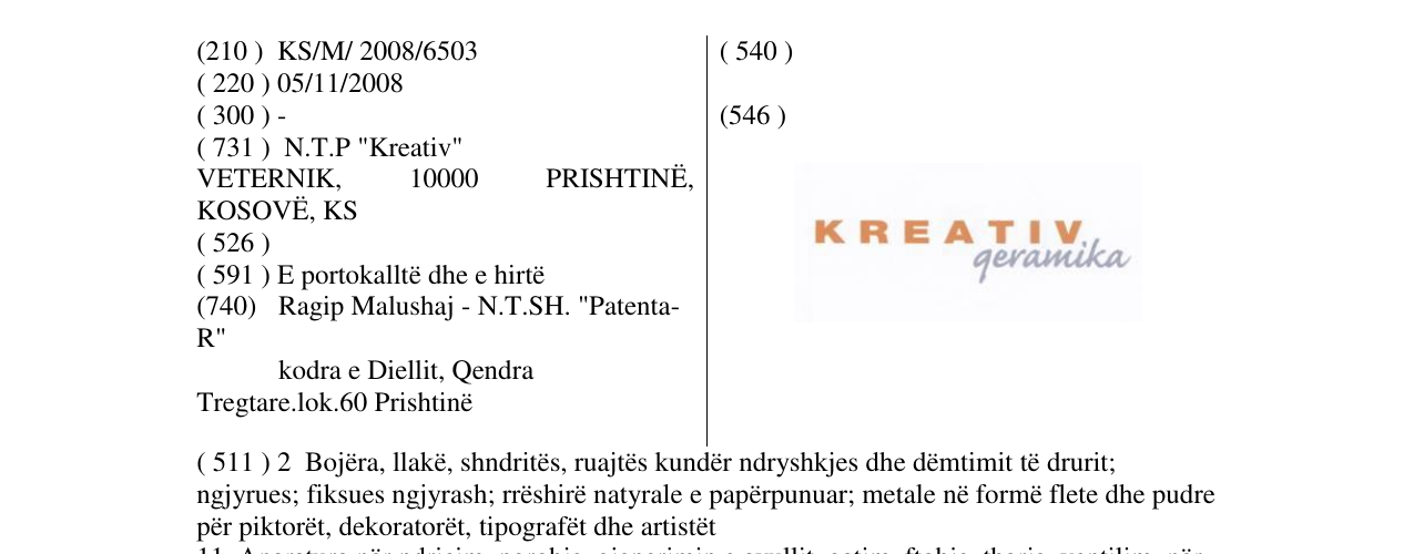 Zëri i markës KREATIV QERAMIKA në buletin