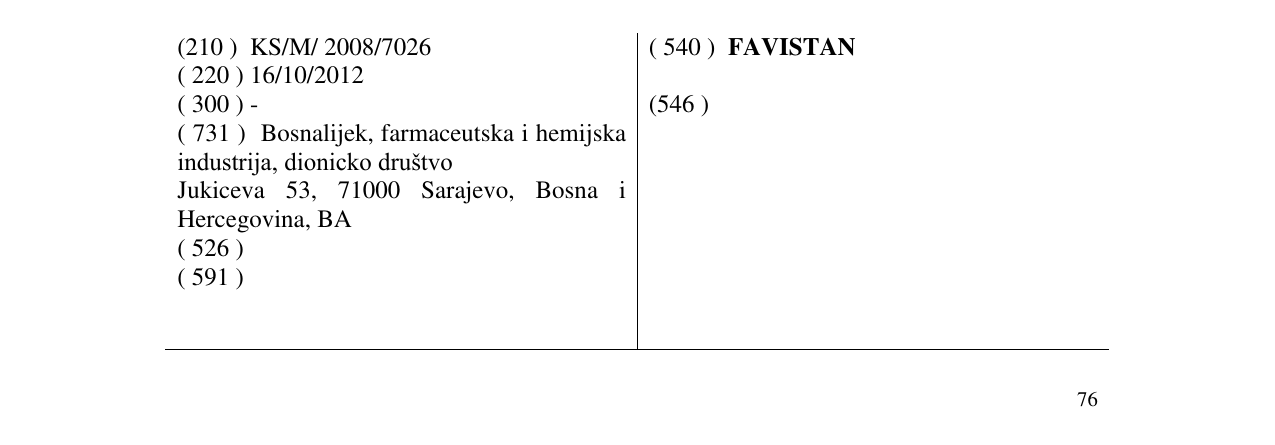Zëri i markës FAVISTAN në buletin