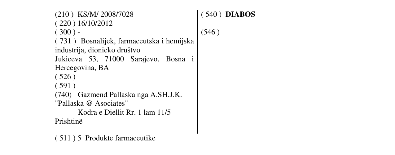 Zëri i markës DIABOS në buletin