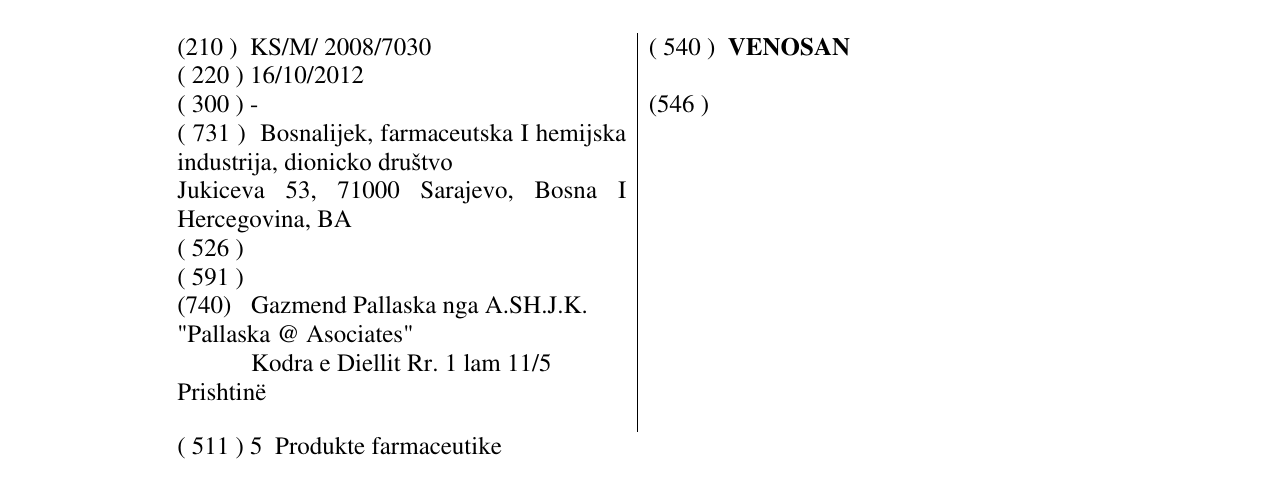 Zëri i markës VENOSAN në buletin