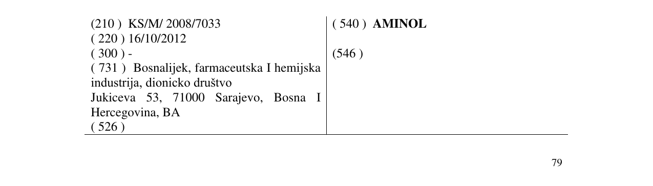 Zëri i markës AMINOL në buletin