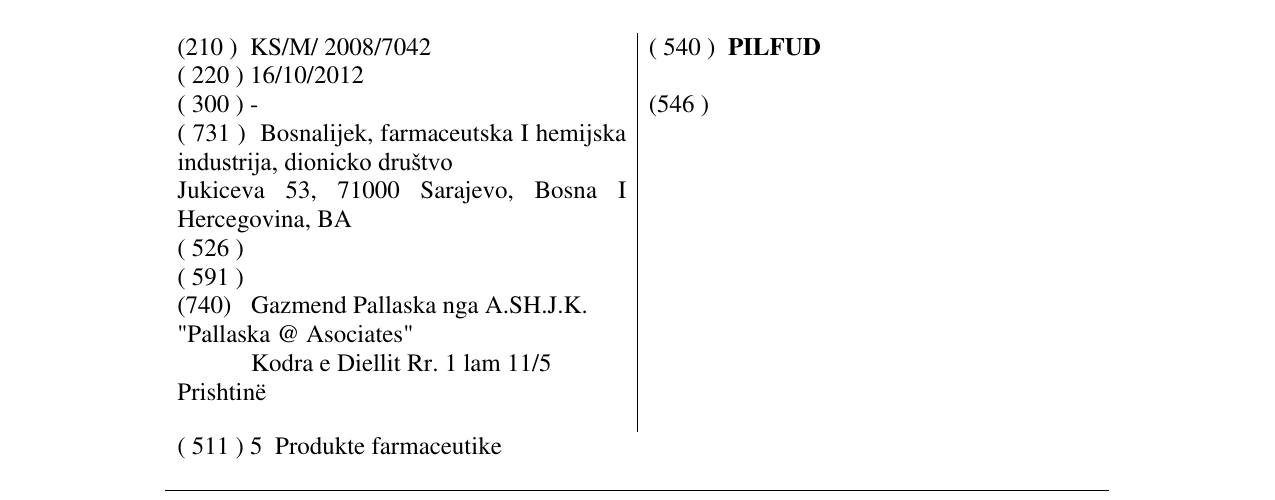 Zëri i markës PILFUD në buletin