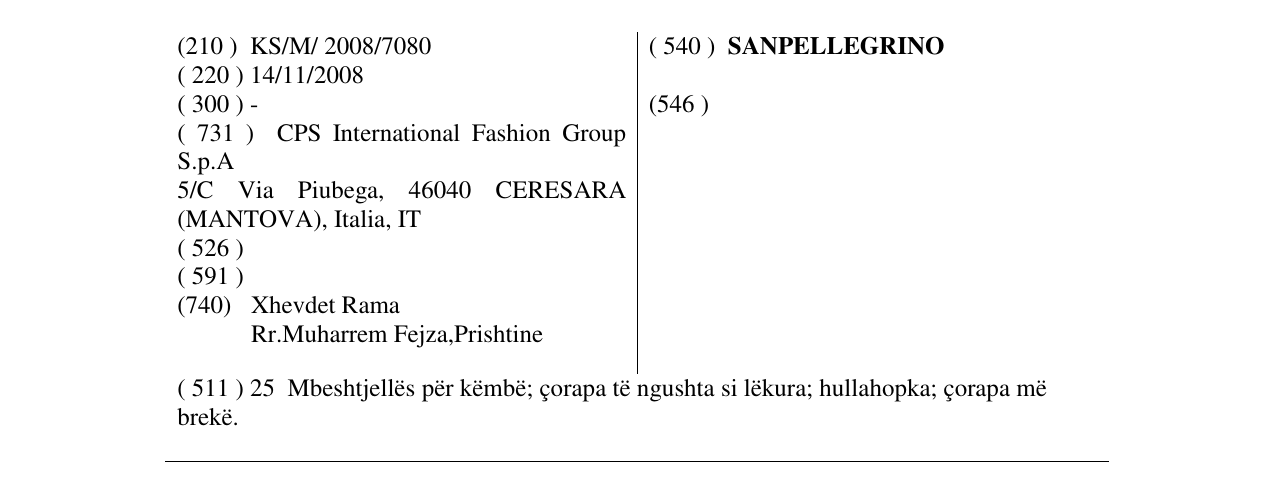 Zëri i markës SANPELLEGRINO në buletin