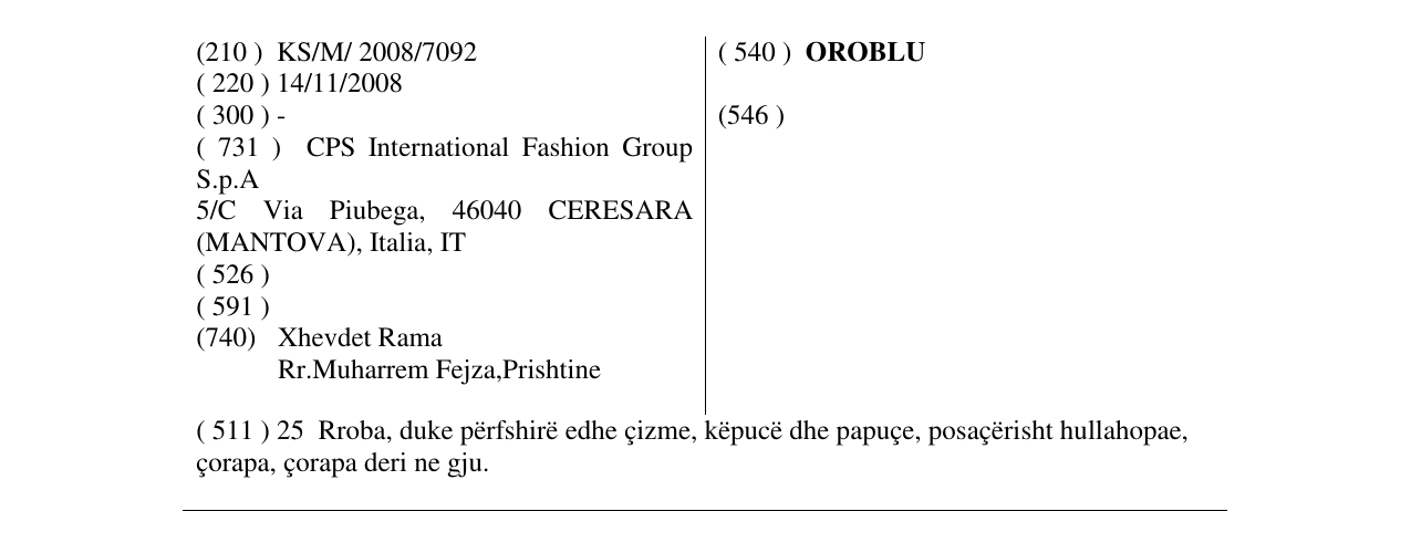 Zëri i markës OROBLU në buletin