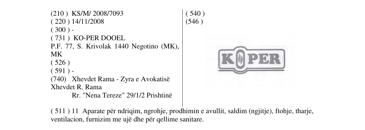 Zëri i markës KOPER në buletin