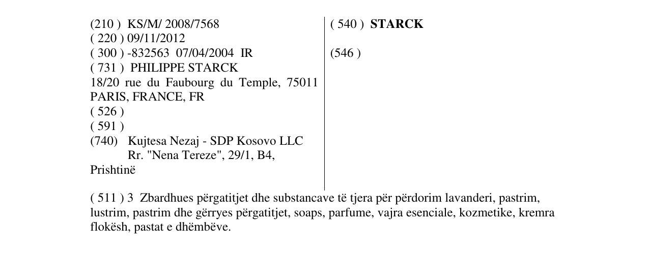 Zëri i markës STARCK në buletin