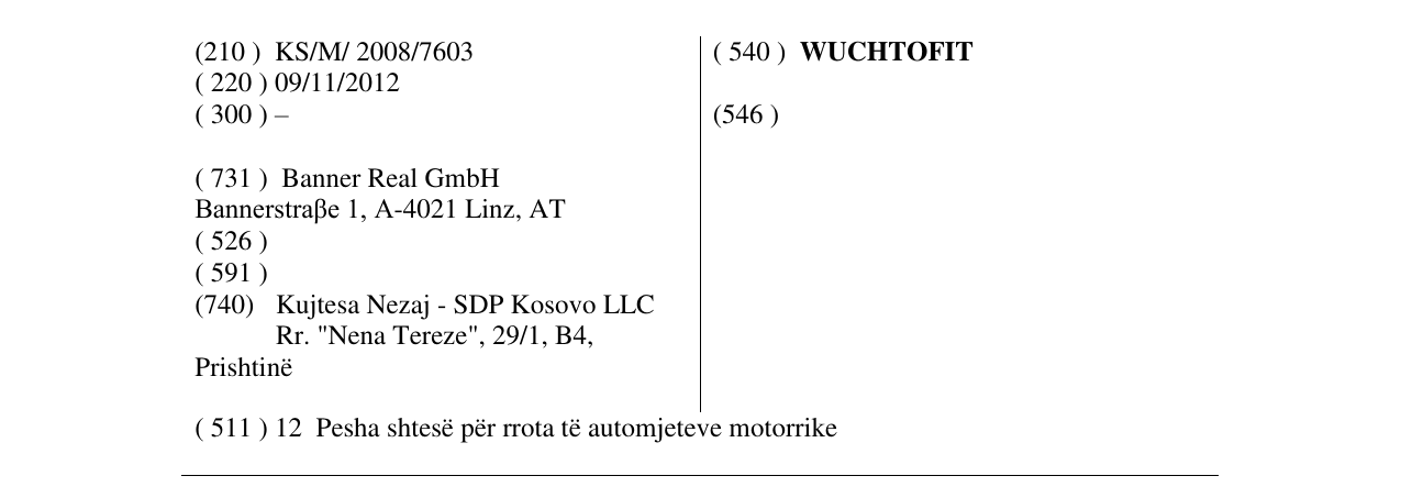 Zëri i markës WUCHTOFIT në buletin