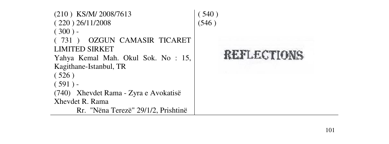 Zëri i markës REFLECTIONS në buletin