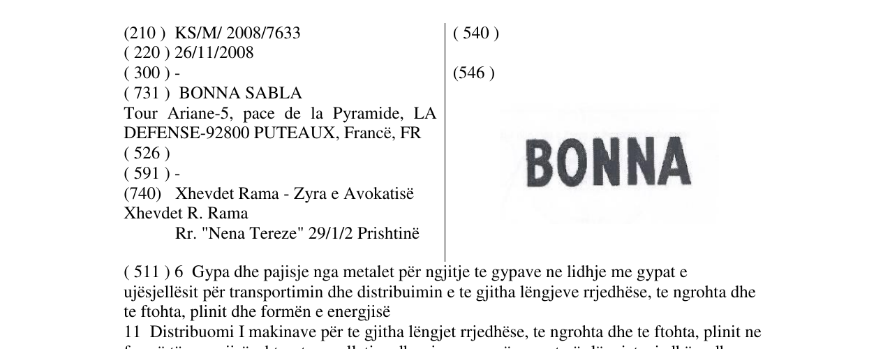 Zëri i markës BONNA në buletin