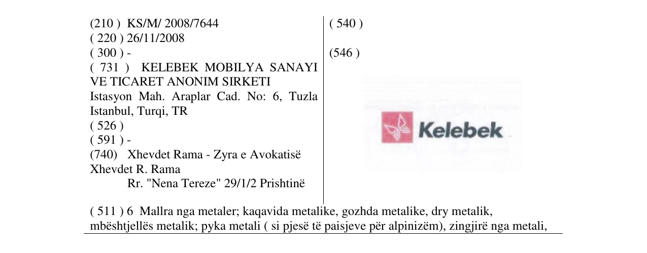Zëri i markës Kelebek në buletin