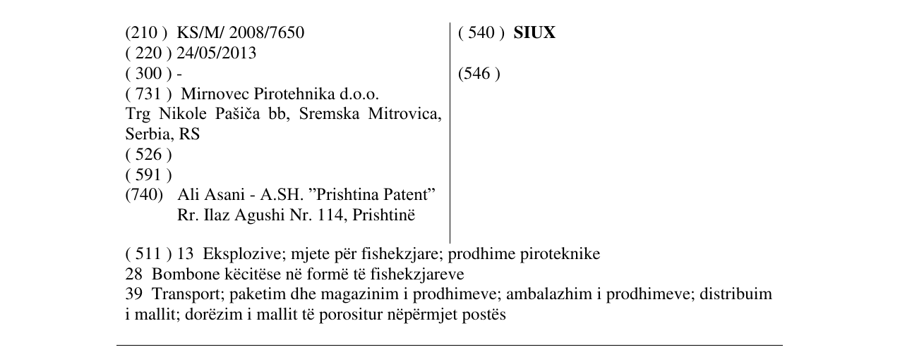 Zëri i markës SIUX në buletin