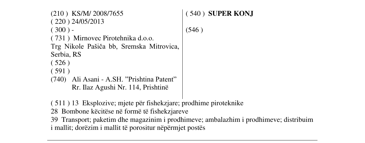 Zëri i markës SUPER KONJ në buletin