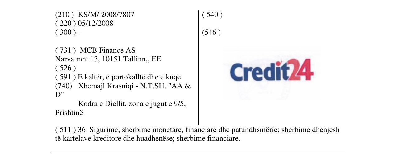 Zëri i markës CREDIT24 në buletin