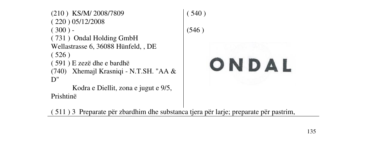 Zëri i markës ONDAL në buletin