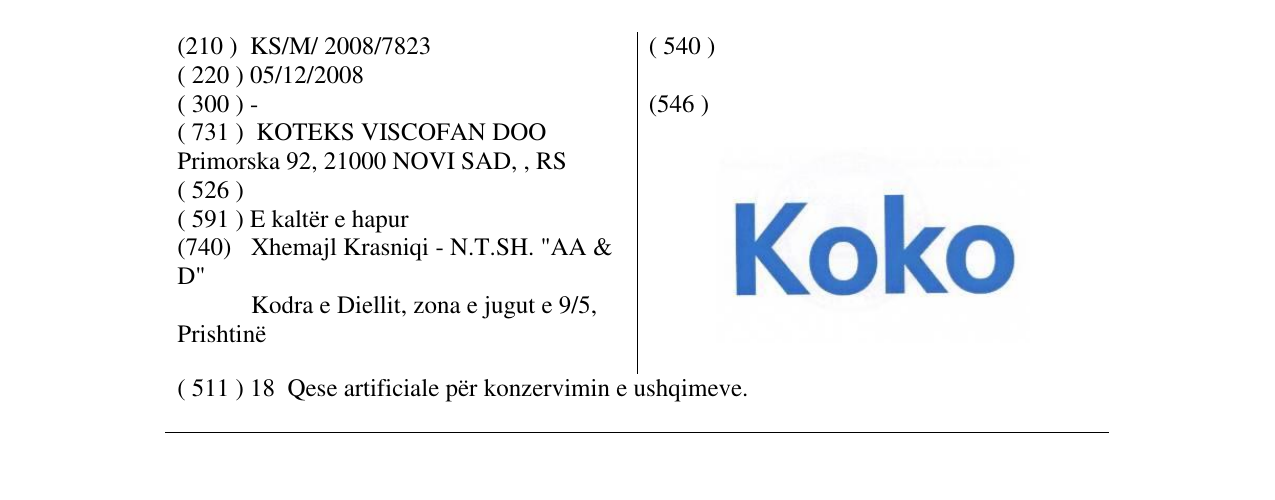 Zëri i markës KOKO në buletin