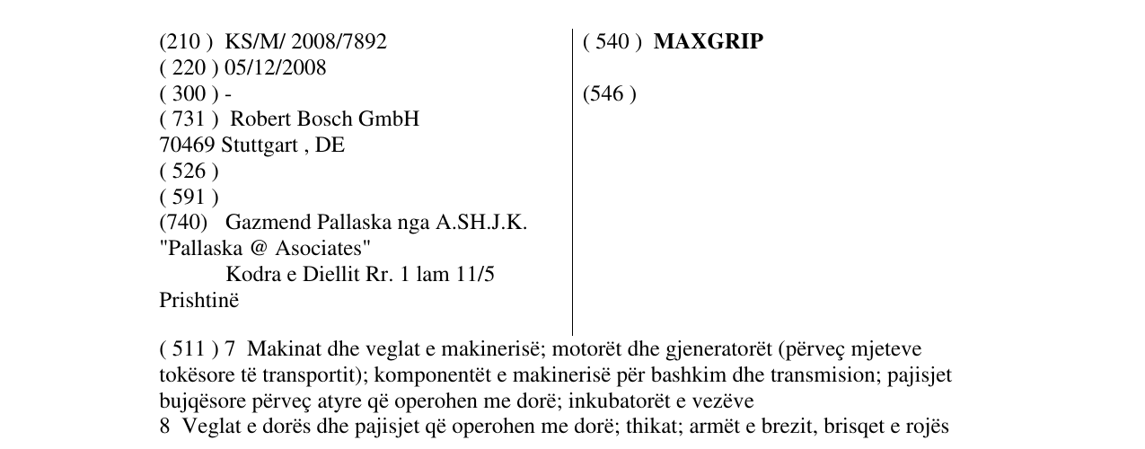 Zëri i markës MAXGRIP në buletin