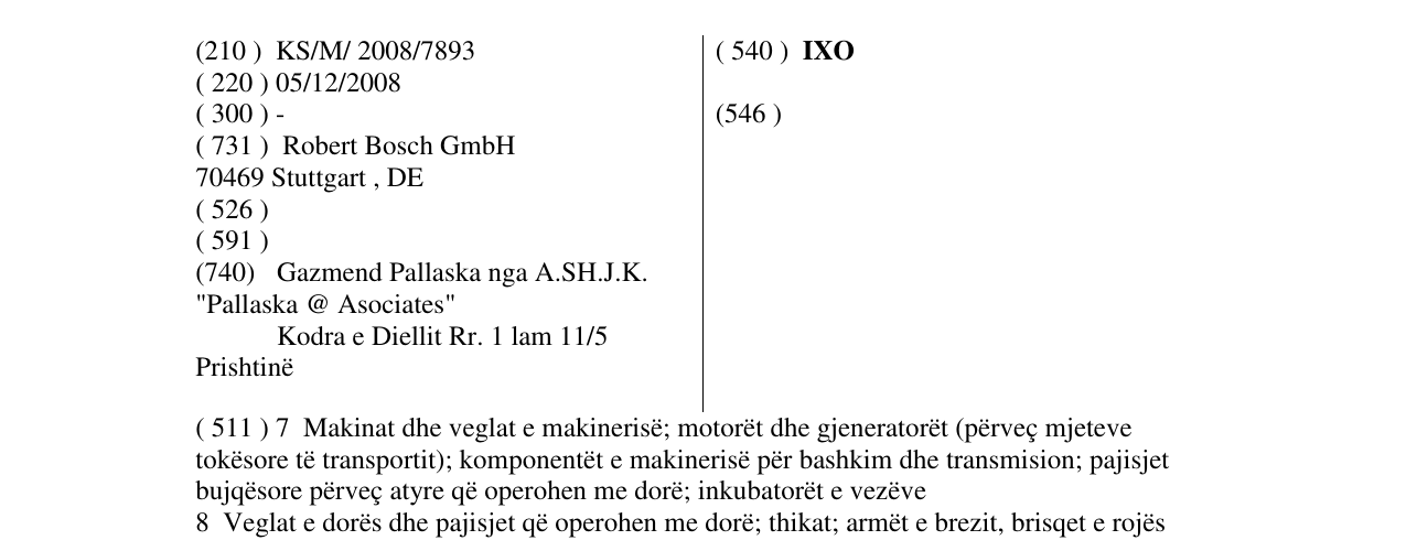 Zëri i markës IXO në buletin
