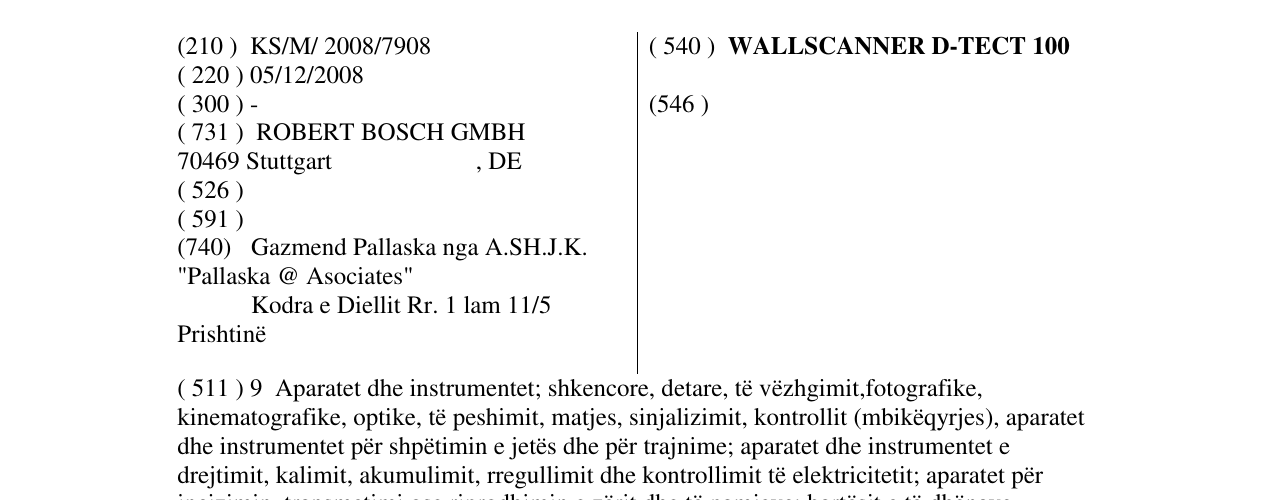 Zëri i markës WALLSCANNER D -TECT 100 në buletin