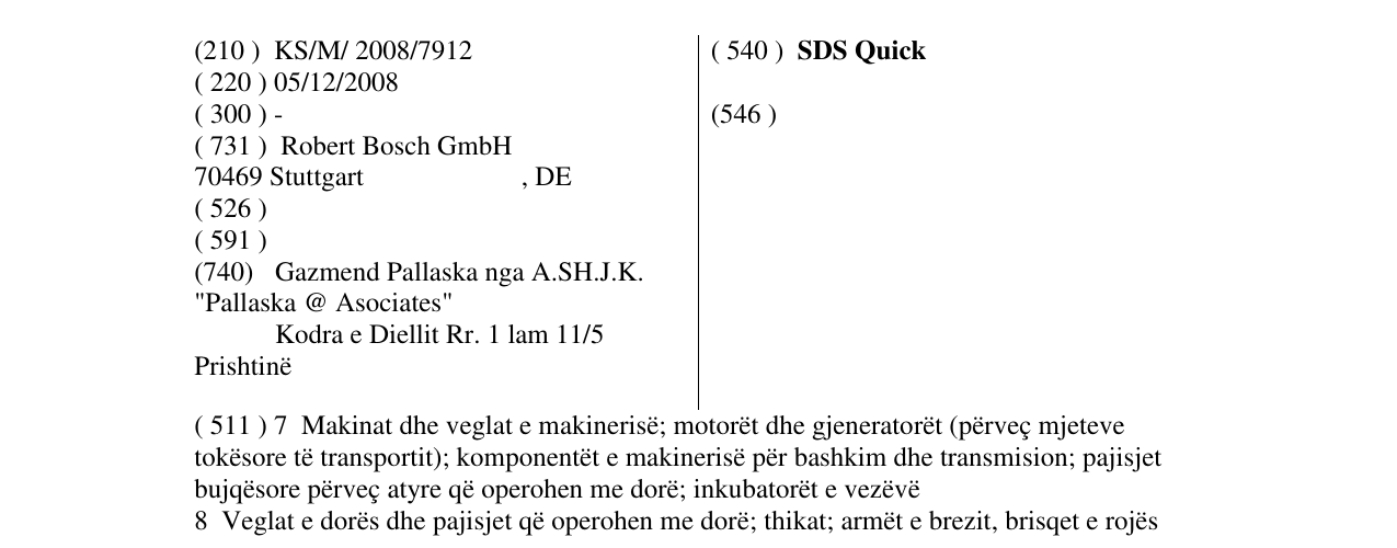 Zëri i markës SDS Quick në buletin