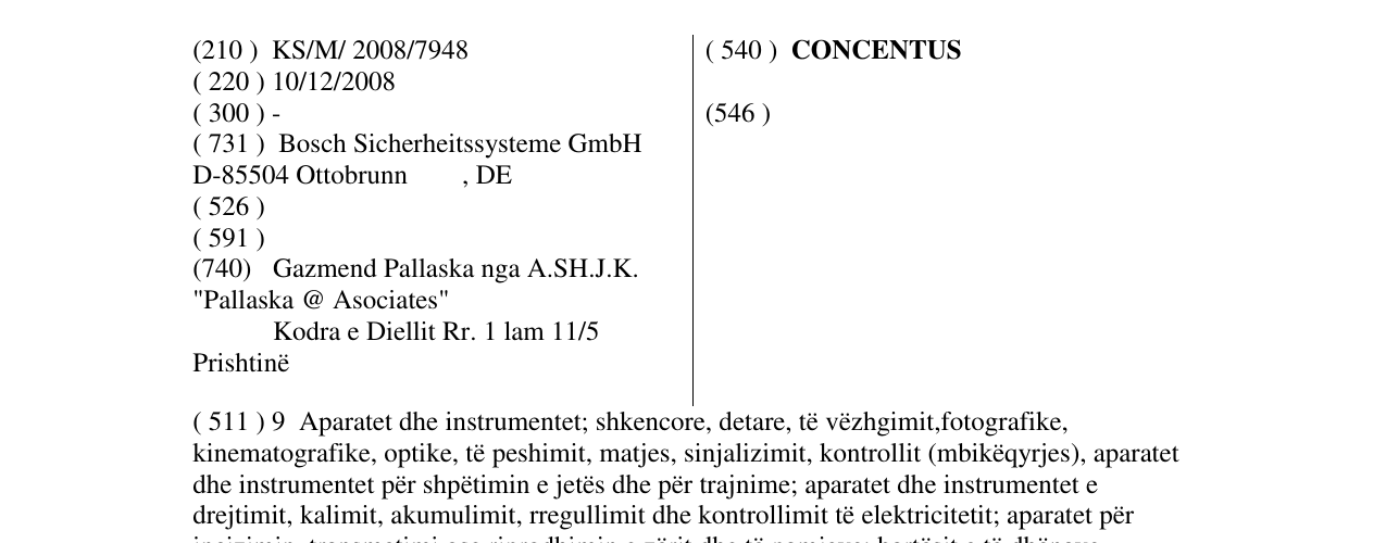 Zëri i markës CONCENTUS në buletin