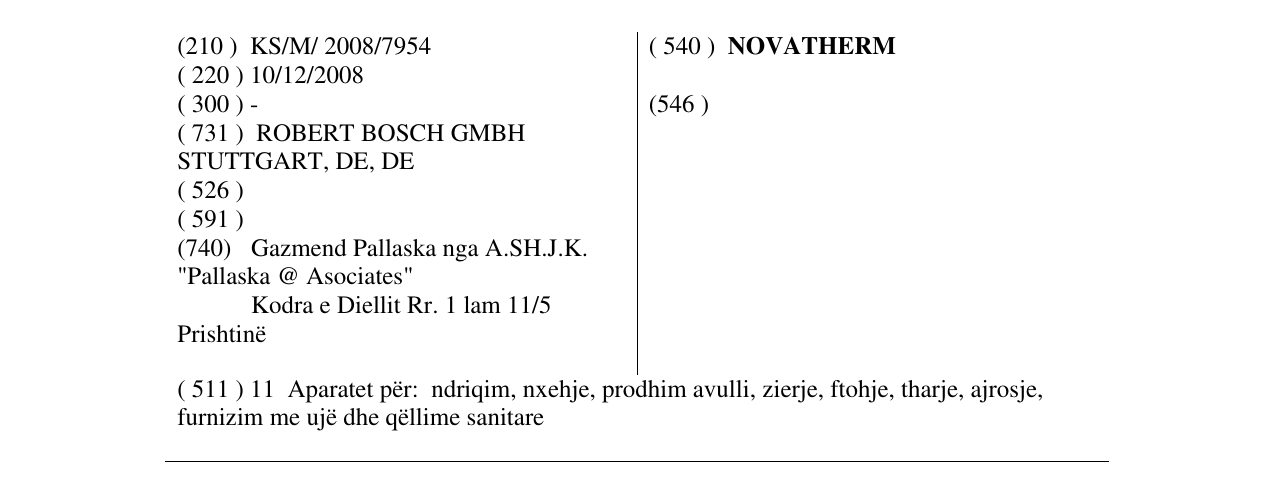 Zëri i markës NOVATHERM në buletin