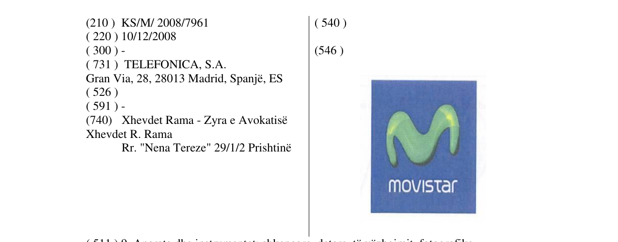 Zëri i markës MOVISTAR në buletin
