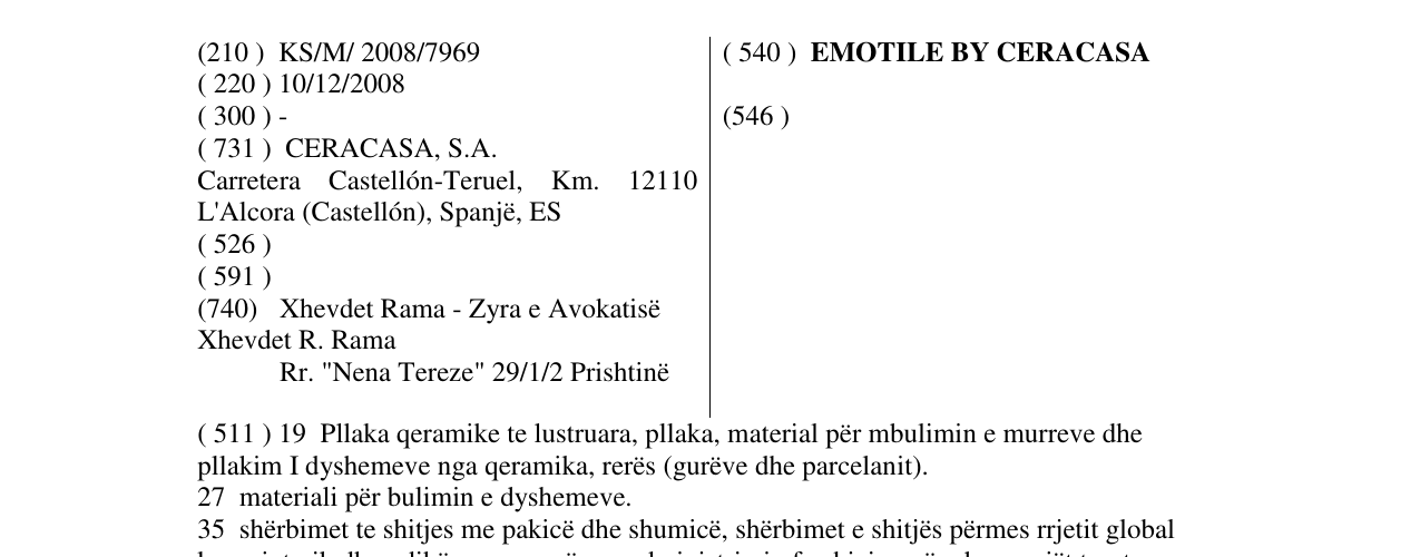 Zëri i markës EMOTILE BY CERACASA në buletin