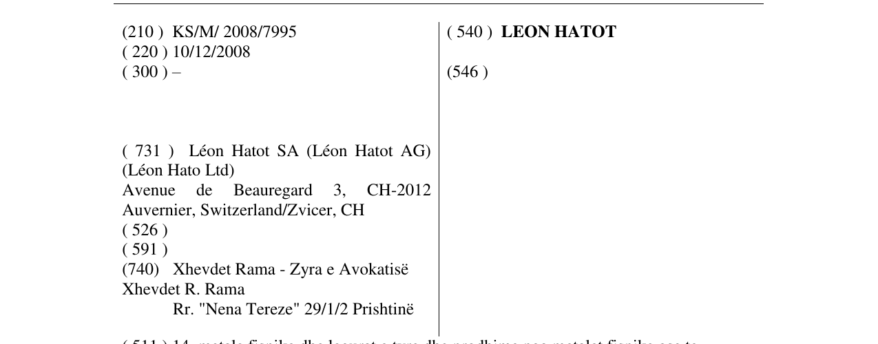 Zëri i markës LEON HATOT në buletin