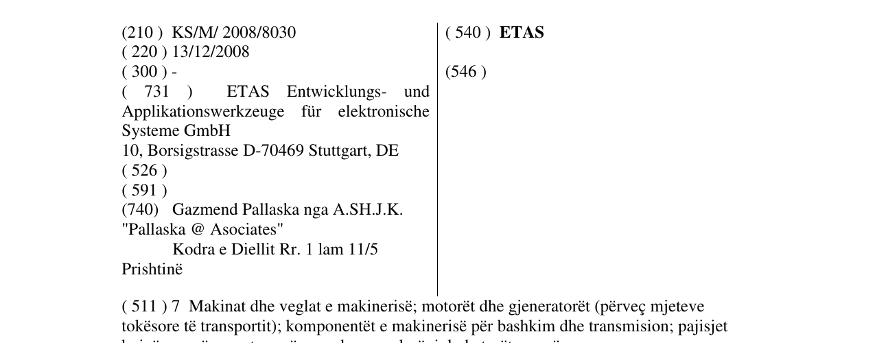 Zëri i markës ETAS në buletin
