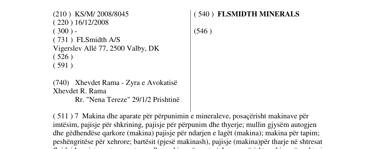 Zëri i markës FLSMIDTH MINERALS në buletin