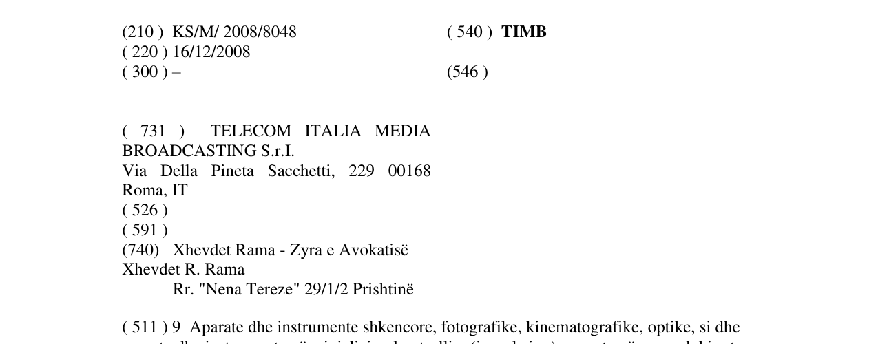 Zëri i markës TIMB në buletin