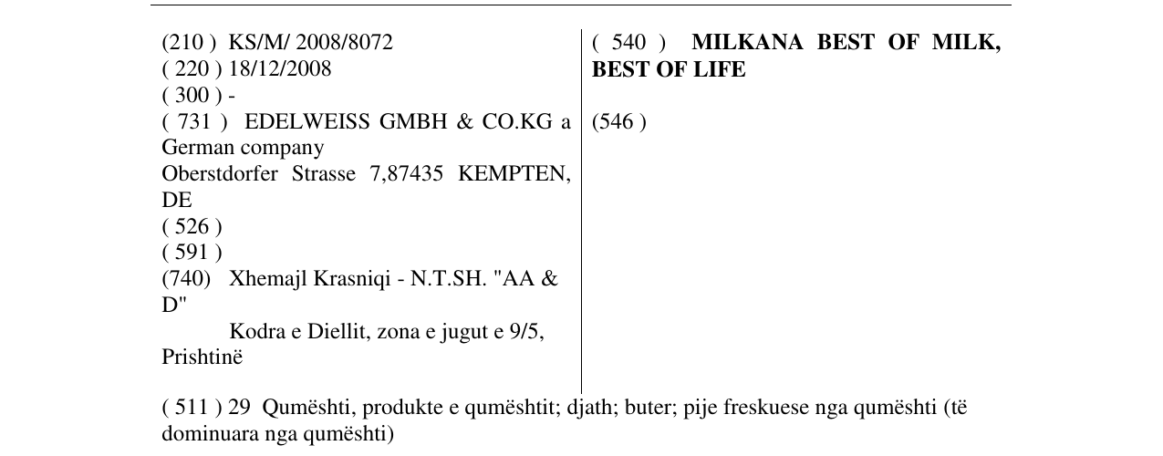 Zëri i markës MILKANA BEST OF MILK, BEST OF LIFE në buletin