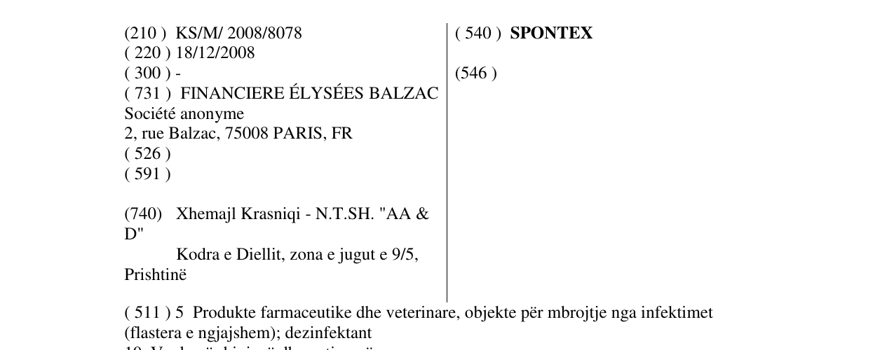 Zëri i markës SPONTEX në buletin